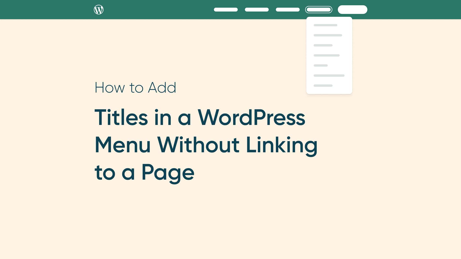 How to Add Titles in a WordPress Menu without Linking to a Page